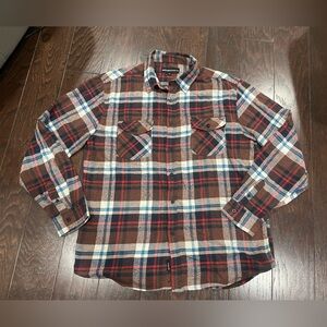 Molokai Surf Co. Brown Red Men Flannel Plaid Button Down Shirt Size XXL